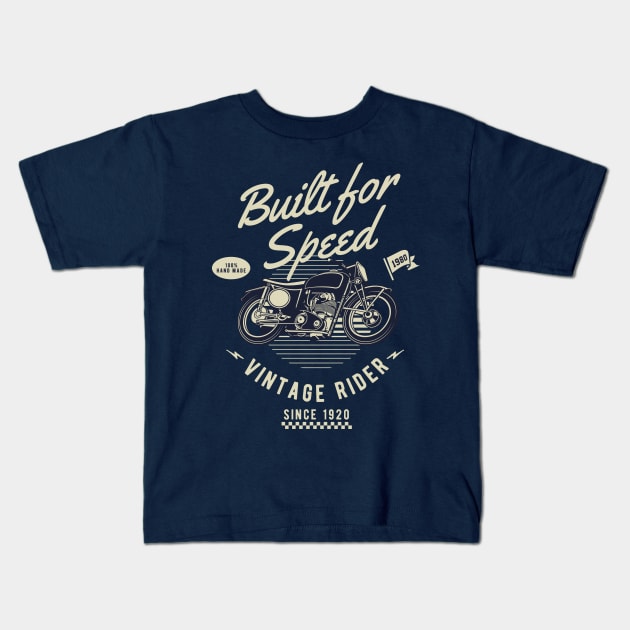 Built For Speed Vintage Rider Kids T-Shirt by funkymonkeytees